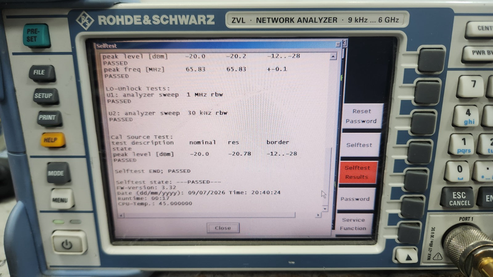 Rohde & Schwarz ZVL6 Vector Network Analyzer 9kHz-6GHz
