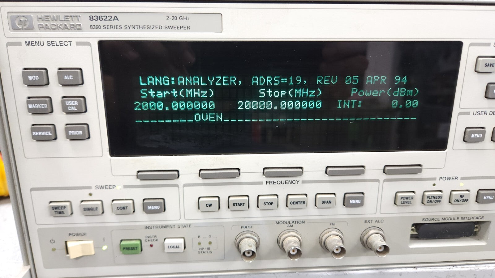 Agilent 83620A 836X0A/B 83650B Front Panel Display