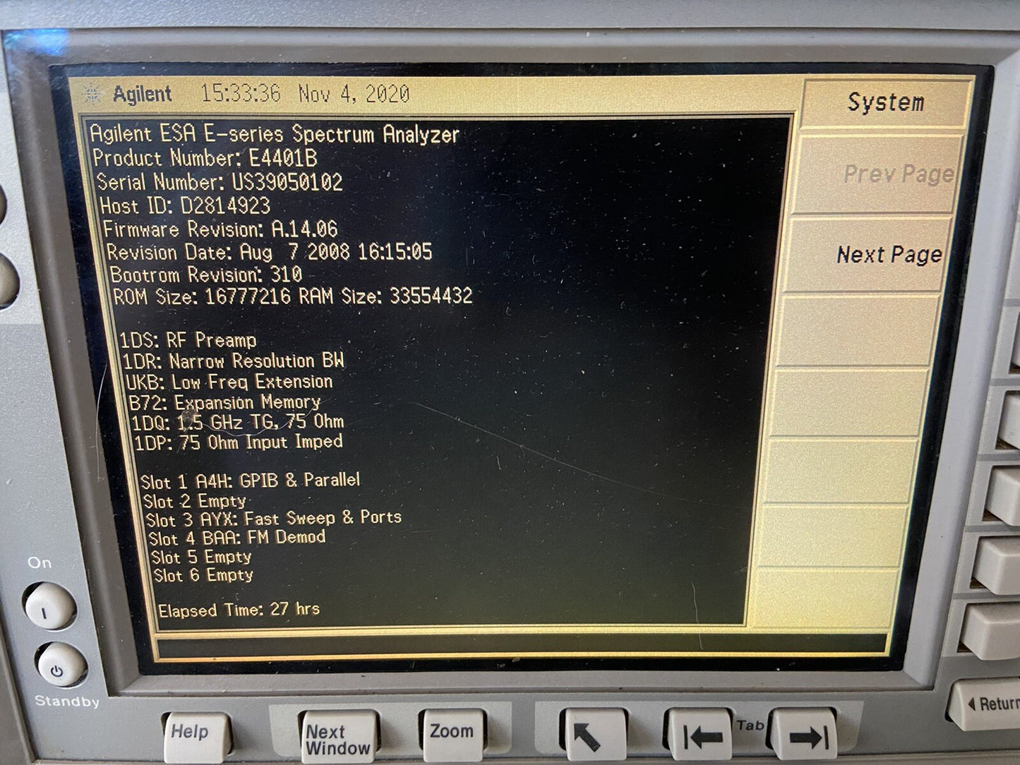 Agilent E4401b Spectrum Analyzer