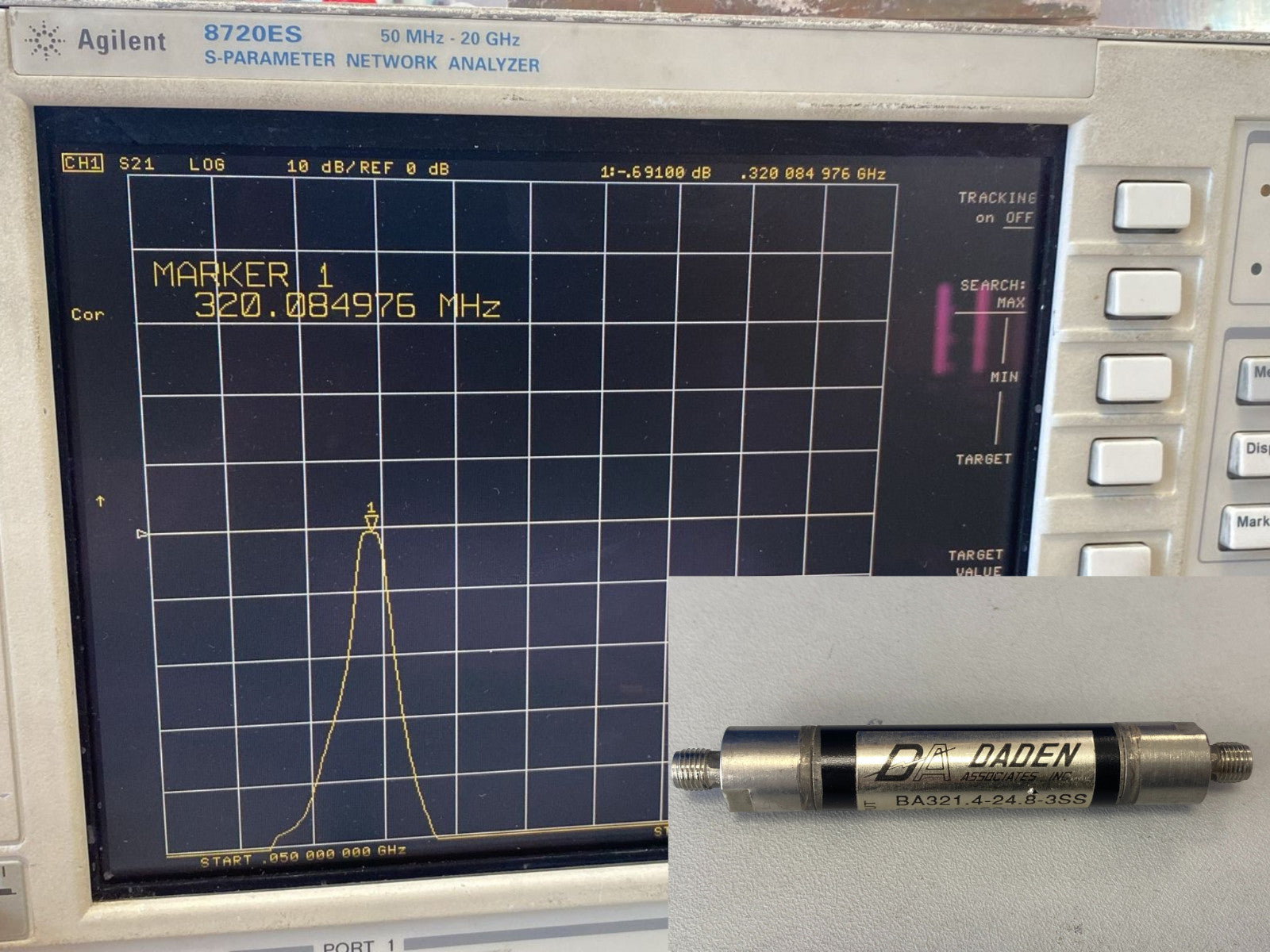 Band Pass Filter 320 MHz 20 MHz BW