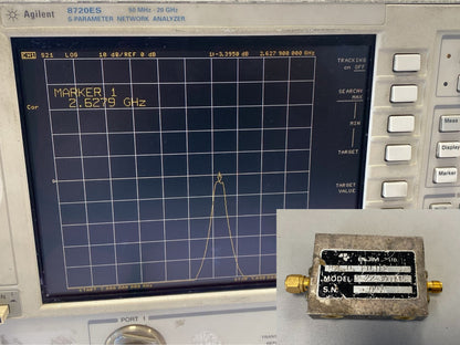 Band Pass Filter 2.6 GHz 30 MHz F-22-300-145