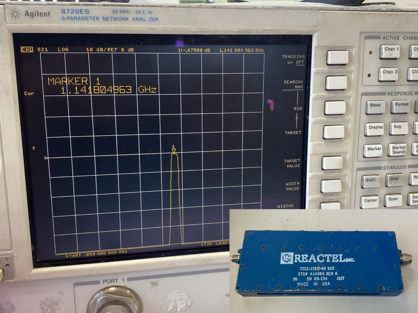 Band Pass Filter 1.1 GHz 55 MHz Bandwidth 0.4 dB Loss