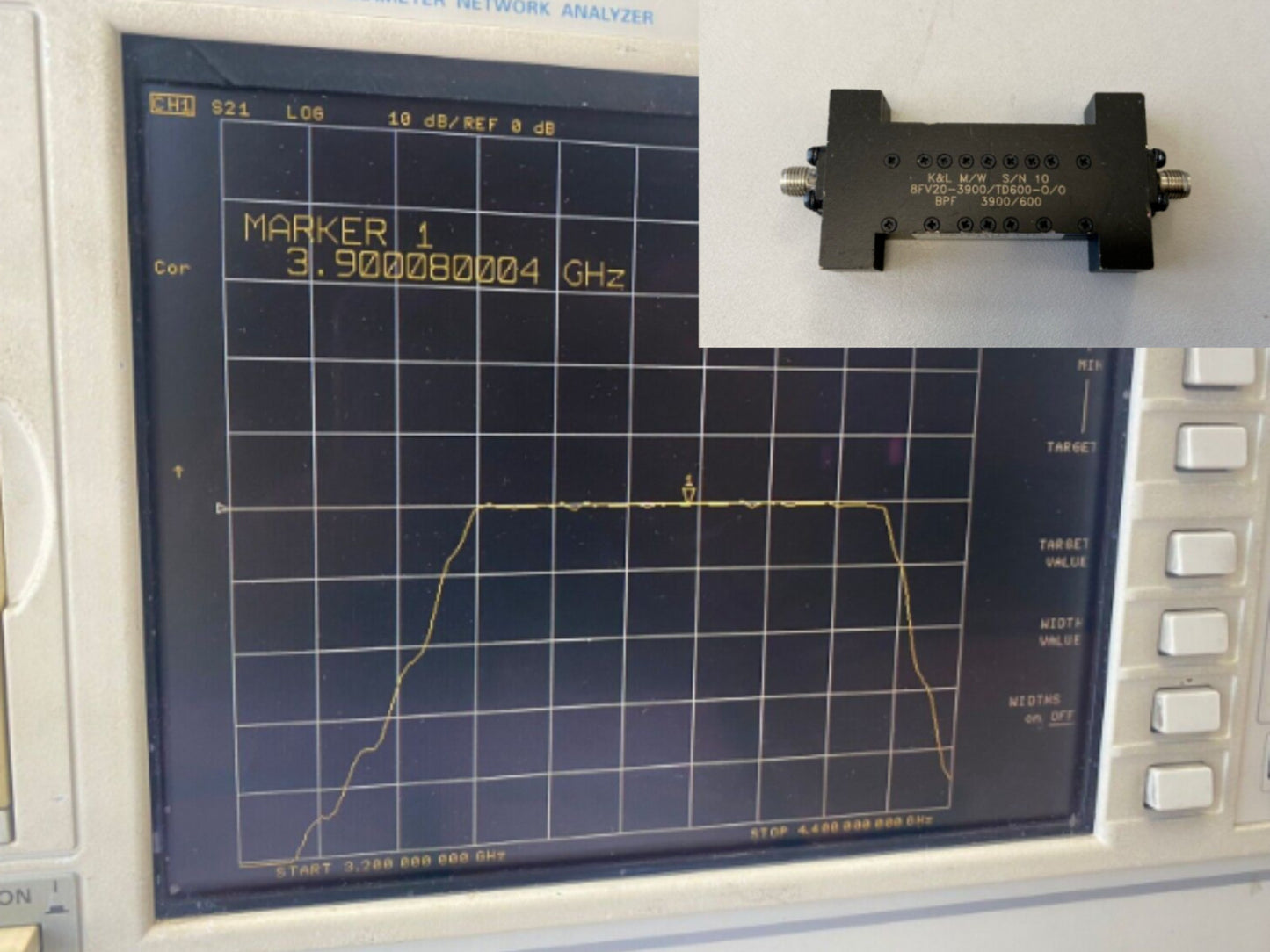 K&L Band Pass Filter CF 3.9GHz 700MHz