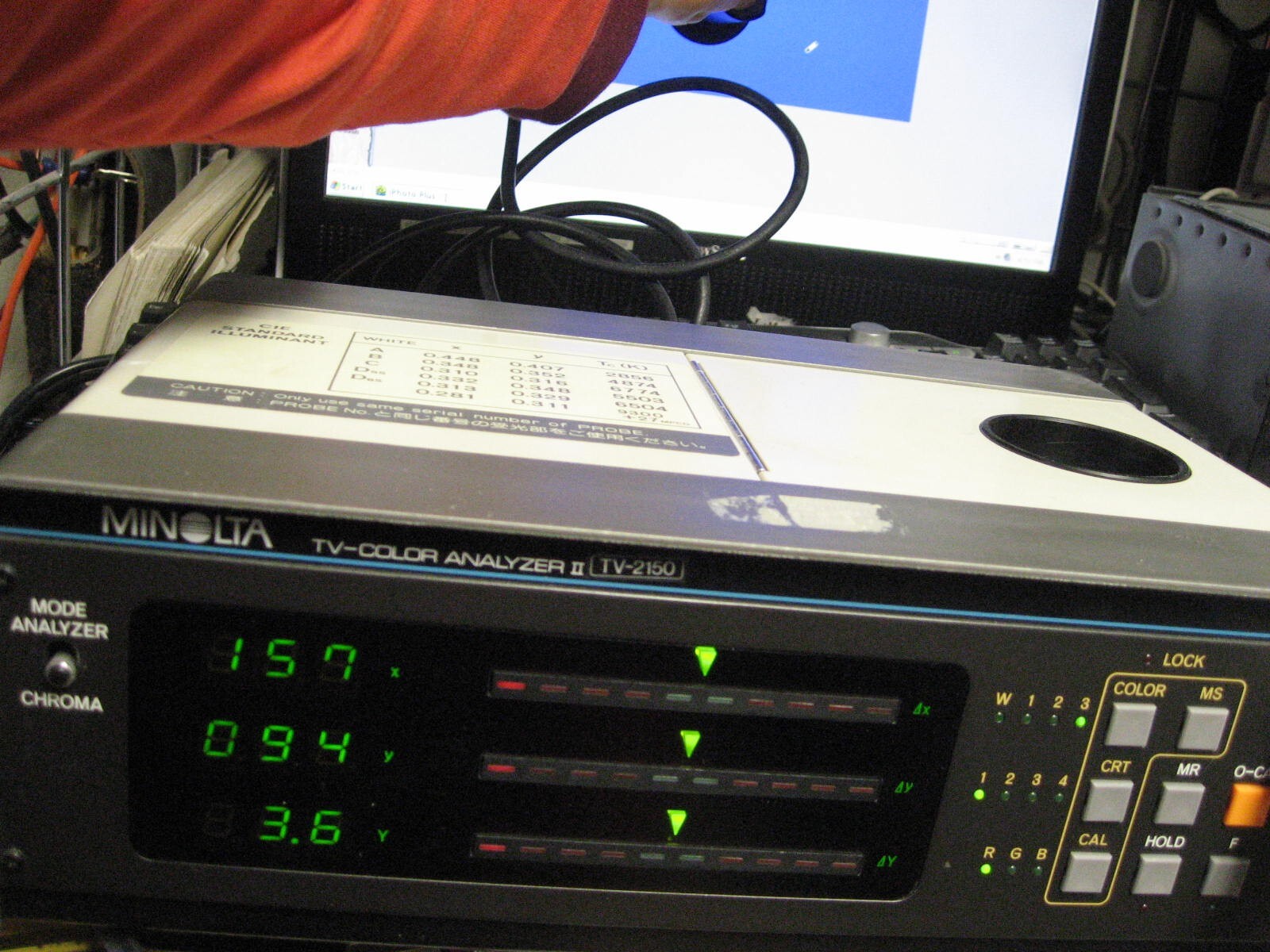 Color Analyzer Minolta TV-2150 Color Measurements Display