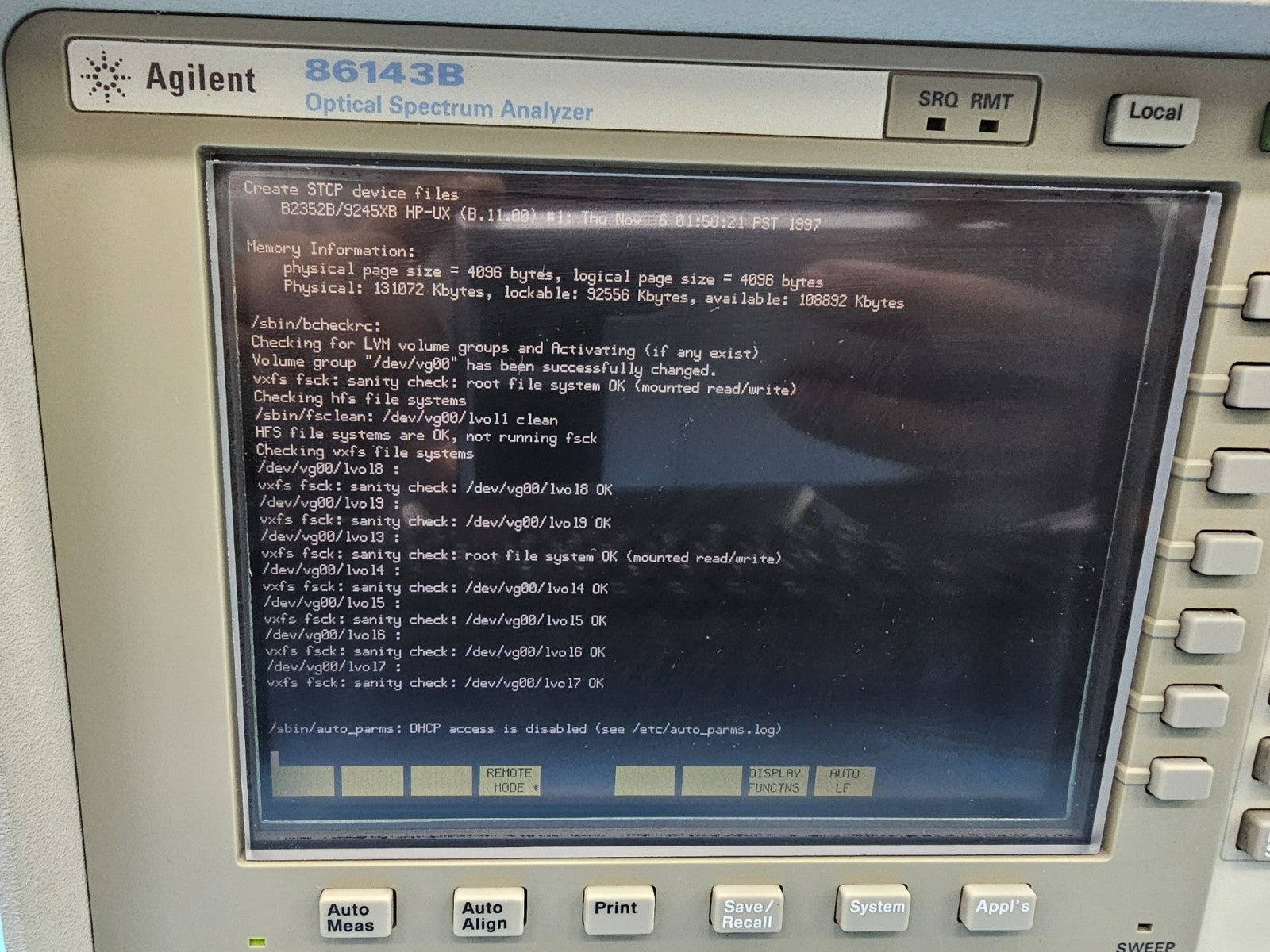 Agilent 86143B Optical Spectrum Analyzer Option 020