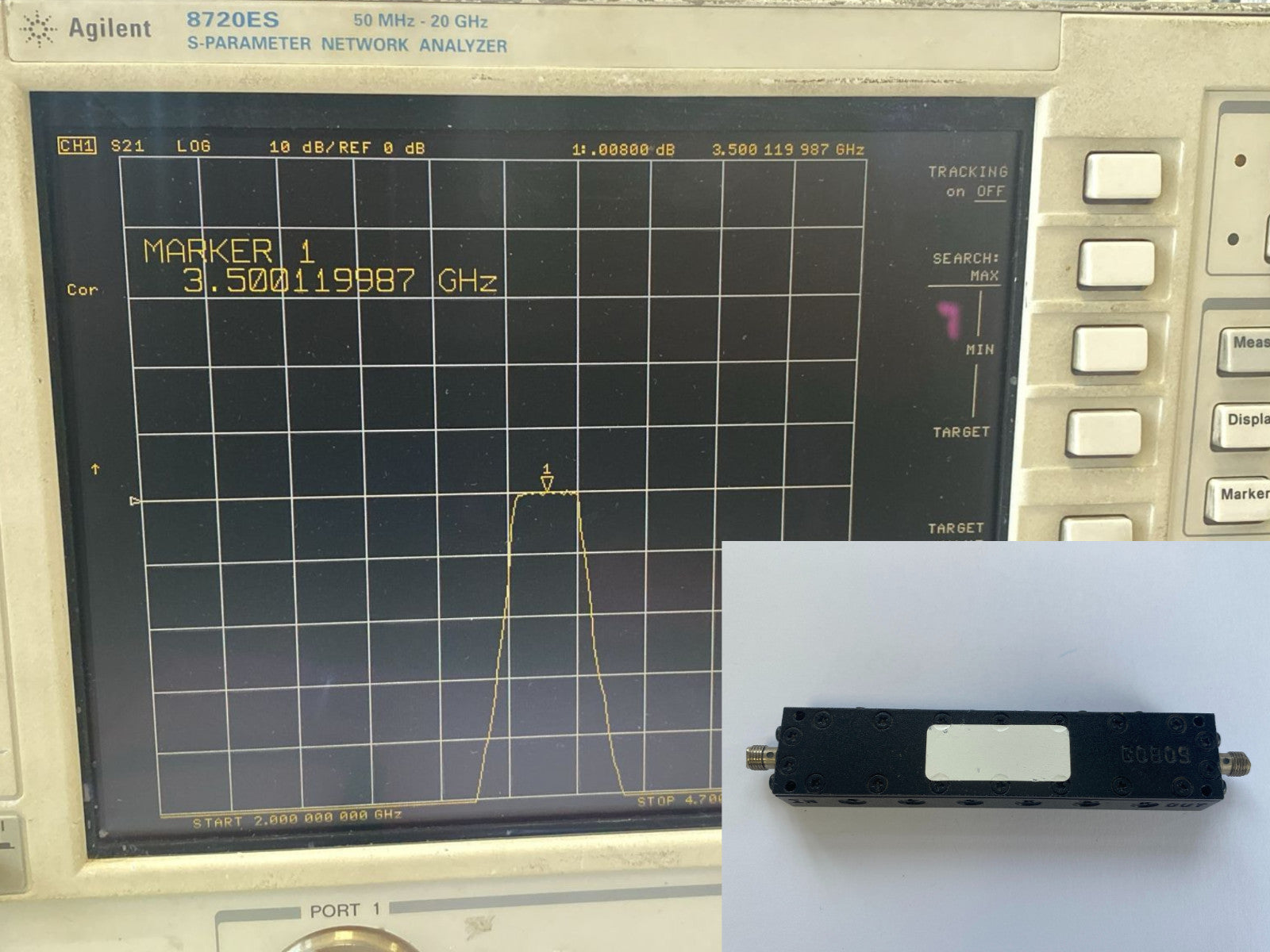 Band Pass Filter 3.5GHz BW 240MHz Loss 0dB G0809