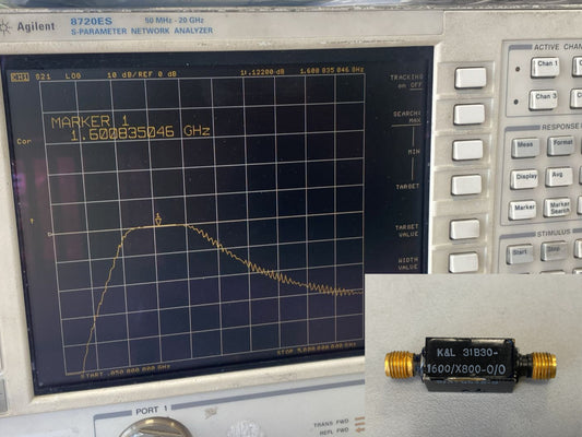 K&L Band Pass Filter 1.6 GHz 820 MHz BW