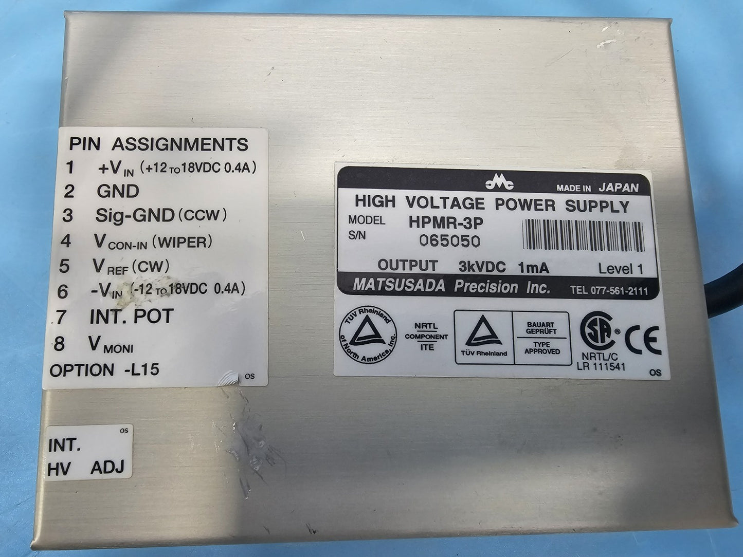Matsusada HPMR-3P High Voltage Power Supply