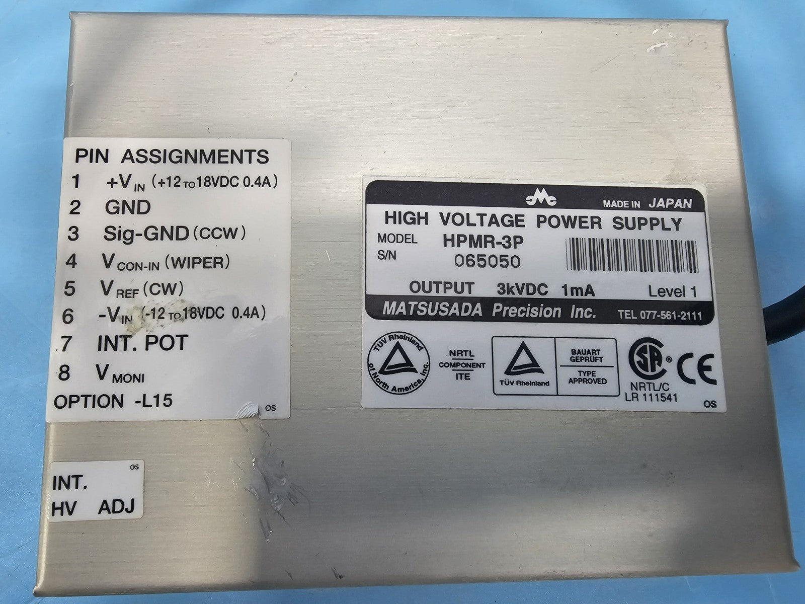 Matsusada HPMR-3P High Voltage Power Supply